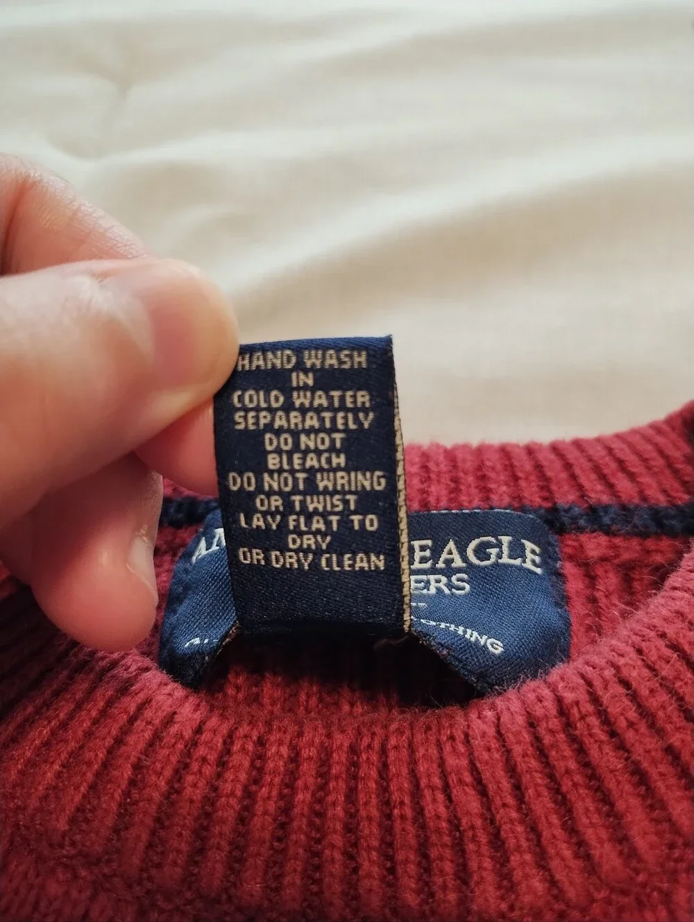 Vintage American Eagle Men's Red Striped Crewneck Sweater Size Medium
